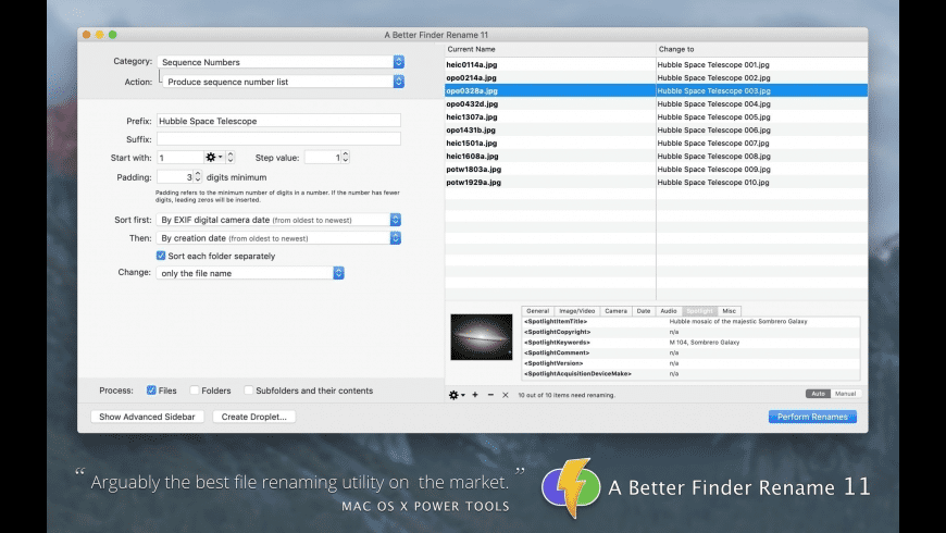 A Better Finder Rename preview