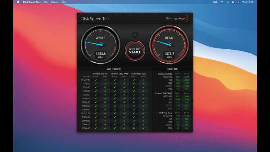 Blackmagic Disk Speed Test preview