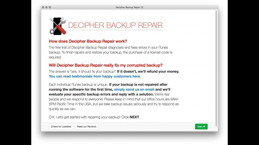 Decipher Backup Repair preview
