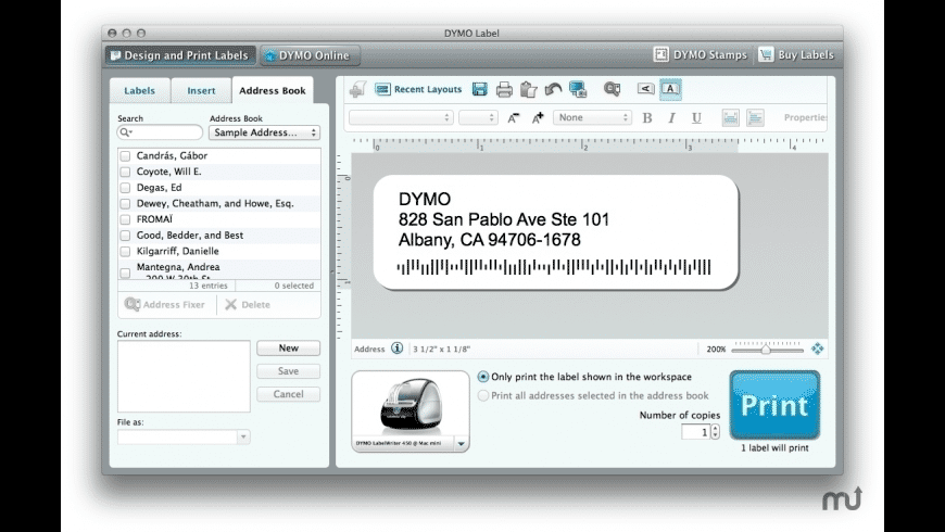 DYMO Labelwriter preview