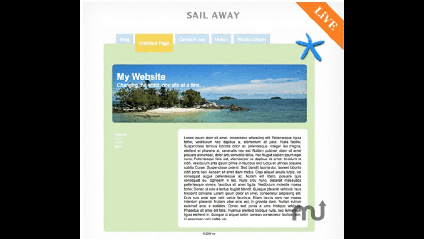 RapidWeaver Themes: Sail Away preview